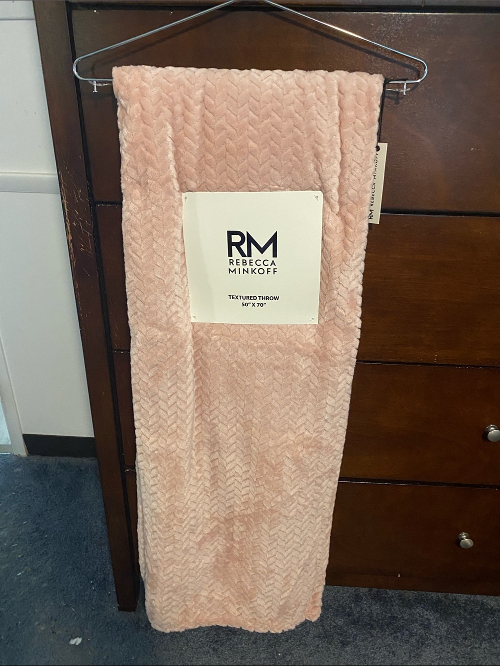 Rebecca Minkoff Pale Pink Plush Chevron Throw